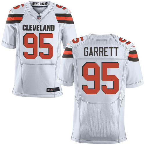 Nike Browns #95 Myles Garrett White Men's Stitched NFL New Elite Jersey - Click Image to Close